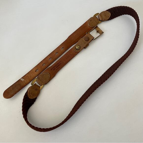 Streve Ostrich Leather & Woven Vintage Brown Belt Solid Bronze Hardware Size 34 main image 10